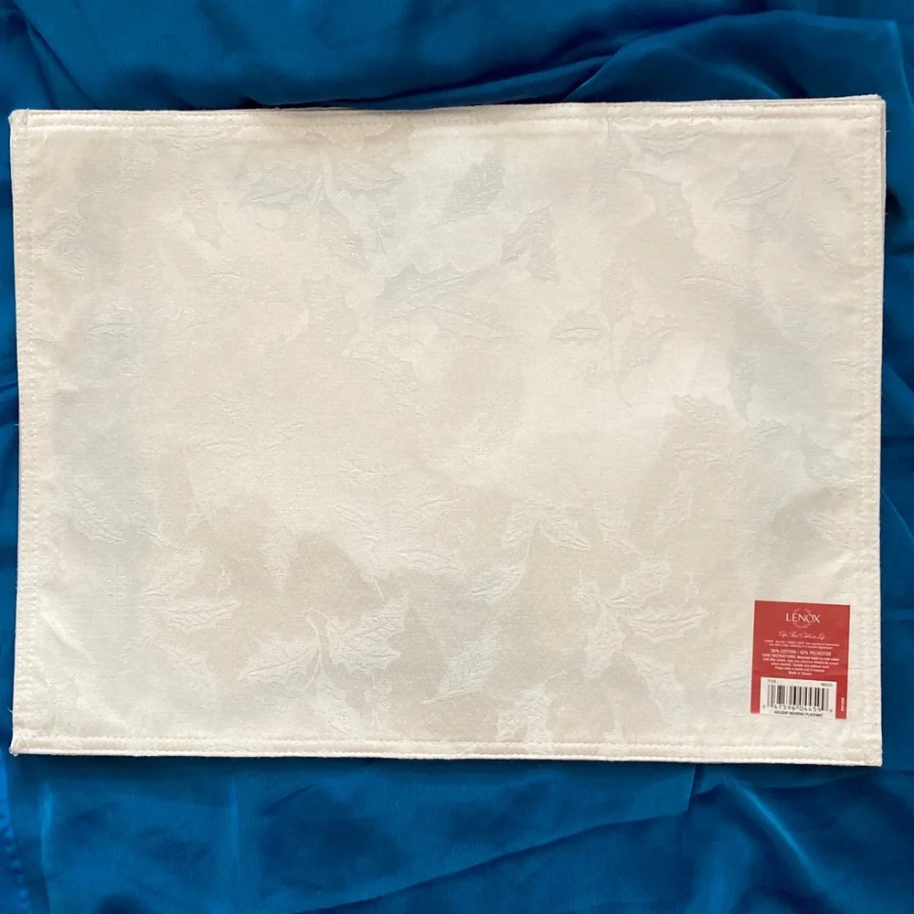 (Set of 4) Vtg Lenox Jacquard Cotton Blend Holiday Nouveau Placemat, Taiwan